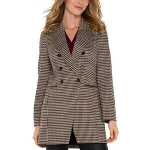 Liverpool Coat Womens Size XL Beige Black Tan Tweed Double Breasted $139